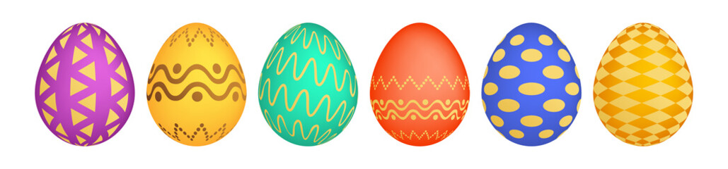 Set of six colorful Easter eggs