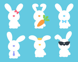 Easter bunny silhouette decoration with bow ornaments And colorful tie.