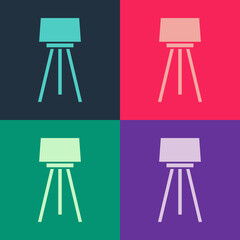 Pop art Floor lamp icon isolated on color background. Vector.