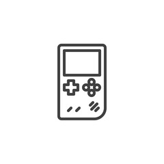 Handheld game console line icon. linear style sign for mobile concept and web design. Portable video game outline vector icon. Symbol, logo illustration. Vector graphics