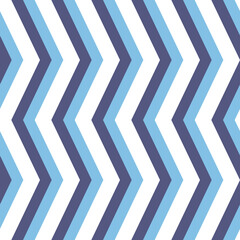 Seamless background for your designs. Modern ornament with blue and white zigzags. Geometric abstract pattern