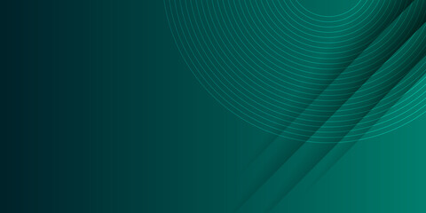 Modern abstract dark green technology business background with circle shape for banner and wallpaper. High contrast dark green glossy stripes. Abstract tech graphic banner design. Vector corporate