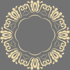 Elegant vintage ornament in classic style. Abstract traditional round golden pattern with oriental elements. Classic vintage pattern