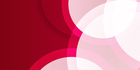 Red and white abstract circle background with copy space for text. Abstract background with red circles. Red and white abstract banners on gray background, vector. 