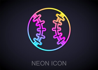 Obraz premium Glowing neon line Baseball ball icon isolated on black background. Vector.