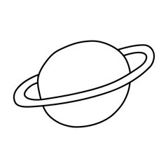 Planet with a ring. Astronomical or celestial objects. Heavenly bodies in space. Vector hand drawn illustration in doodle style.