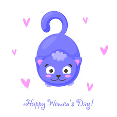 Cute, vector cat, cat. March 8. International Women's Day. Women's holiday. Designed for printing, fabrics, textiles, postcards, sticker