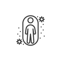 Protection against coronavirus line icon. linear style sign for mobile concept and web design. Virus and germs protection outline vector icon. Symbol, logo illustration. Vector graphics