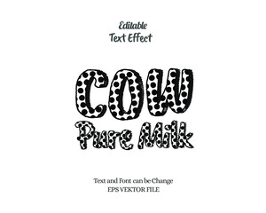 Text effect design with cow's milk theme