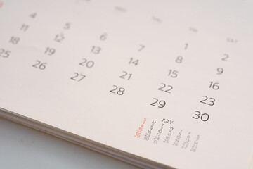 White calendar in planning concept.