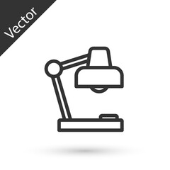 Grey line Table lamp icon isolated on white background. Desk lamp. Vector.