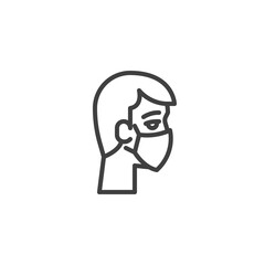 Man wearing medical mask line icon. linear style sign for mobile concept and web design. Person face mask outline vector icon. Symbol, logo illustration. Vector graphics
