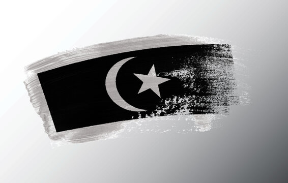 Terengganu, Malaysia flag illustrated on paint brush stroke
