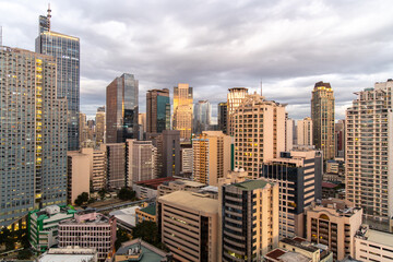 Fototapeta na wymiar Makati city view at Metro Manila, Philippines, Feb 15, 2021
