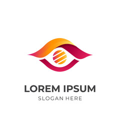 vision logo concept with 3d red and orange color style