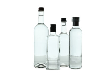 Blank bottles of vodka isolated on white background