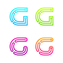 Letter G Colourful logotype with Three Line Dots Link logo, Square and Circle shape, Technology and Digital Connection concept for your Corporate identity