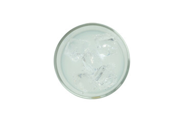 Glass of lemonade with ice cubes isolated on white background