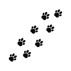 Fototapeta na wymiar Flat cartoon animal footprint. Cat or dog paw web icon color editable