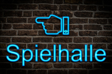Fototapeta premium Leuchtreklame Spielhalle