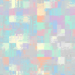 Abstract seamless pattern with imitation of a grunge glitch texture with thin lines. Vector image.