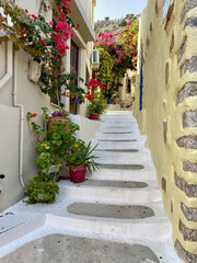 Small street, in Kritsa town, Crete, Greece