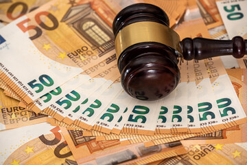 hammer and many 50 euro bills