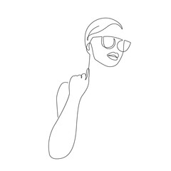 Continuous Line Drawing of Woman Face, Fashion Minimalist Concept, Woman Beauty Drawing, Vector Illustration. Good for Prints, T-shirt, Banners, Slogan Design Modern Graphics Style