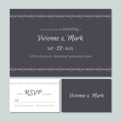 Dark wedding invitation card template design