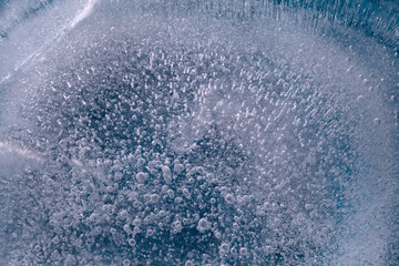 Iced texture with separate small round air bubbles trapped inside 