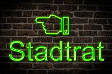 Fototapeta premium Leuchtreklame Stadtrat