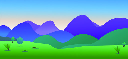 Fototapeta na wymiar vector landscape mountain scenery illustration, vector illustration of natural mountains scenery