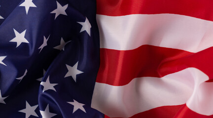 American flag symbol of the American state. top view