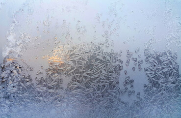 Beautiful ice patterns on winter window