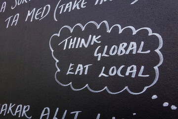 Obraz premium Stockholm, Sweden A sign on a restaurant blackboard says: 