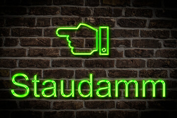 Fototapeta premium Leuchtreklame Staudamm