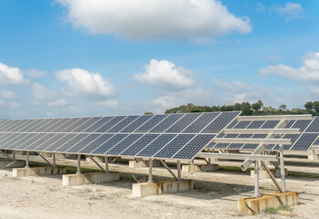 Solar panels under a sunny sky