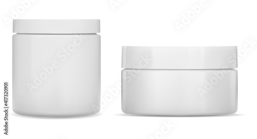 Download Cream Jar Cosmetic Jar Mockup Round White Bottle Plastic Creme Container Blank Realistic Clear Body Skin Beauty Cream Corporate Branding Identity Simple Can Vector Mockup 3d Pot Wall Mural Sergej Bajbak