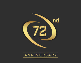Obraz premium 72 years anniversary logo style with swoosh ring golden color isolated on black background for celebration moment