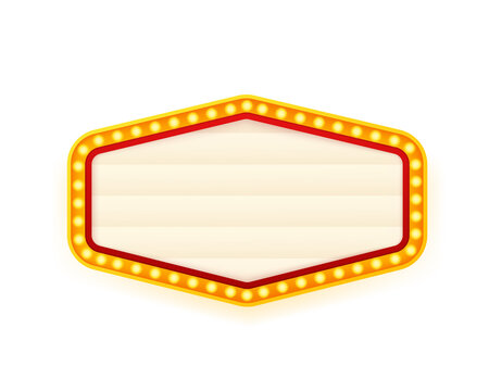 Retro 3d advertising with retro lightbox on background for banner design. Vector design banner. Vector stage.