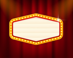 Retro 3d advertising with retro lightbox on background for banner design. Vector design banner. Vector stage.