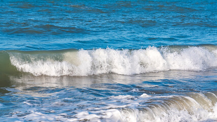 Beach with blue waves, summer relax
