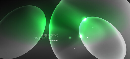 Neon ellipses abstract backgrounds. Shiny bright round shapes glowing in the dark. Vector futuristic illustrations for covers, banners, flyers and posters and other