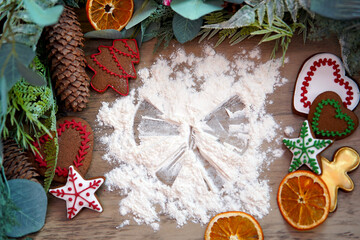 Cookie cutter Christmas digital backdrop | snow angel