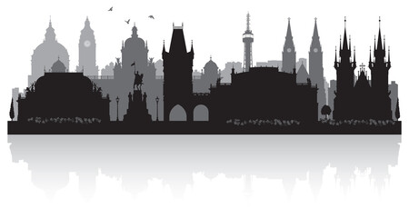 Prague Czech city skyline silhouette