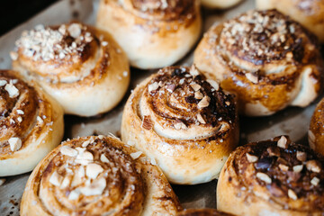 donuts with chocolate and nuts