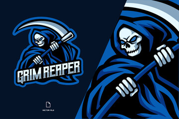skull grim reaper mascot logo illustration