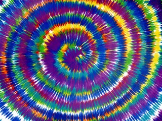 Fabric Tie Dye Striped Pattern Ink Background Bohemian Spiral. Hippie Dye Drawn Tiedye Swirl...