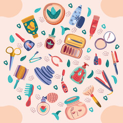 set of cosmetics