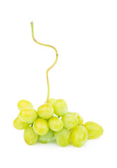 Green grape with leaves isolated on white. With clipping path. Full depth of field.